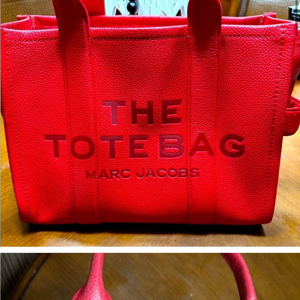 Marc Jacobs Large Red Tote Vibrant Leather Structured Design